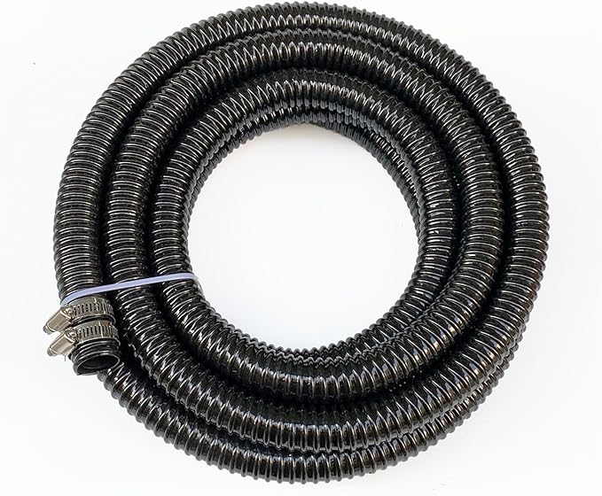 Sump Pump Hose 1 1/4 inch Id Pond Tubing Black Plastic Corrugated Strong Flexible Drain Water Hose 20Ft