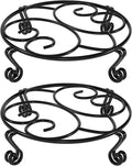 Yimobra 2 Pack Plant Stand for Flower Pot Heavy Duty Potted Holder Indoor Outdoor Metal Rustproof Iron Garden Container Round Supports Rack for Planter (10.2 Inches, Black)