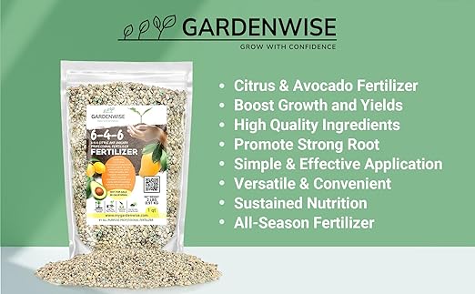 6-4-6 Avocado and Citrus Tree Professional Fertilizer Plant Food for Outdoor/Indoor Gardening; Quick-Release Nitrogen Fertilizer; Orange, Lime, Avocado and Lemon Tree Fertilizer (5 QUARTS)