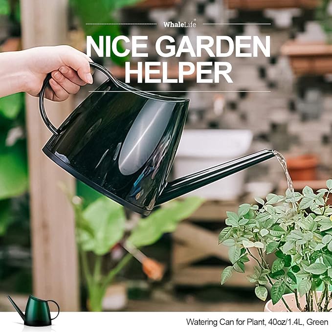 WhaleLife Indoor Watering Can for House Bonsai Plants (1.4L, Green)
