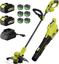 SEYVUM 20V String Trimmer and Leaf Blower Combo Kit, 12-inch Cordless Weed Trimmer with 6 Pcs Grass Cutter Spool Line, 500 CFM Electric Leaf Blower for Lawn Care with 2 X 4.0Ah Battery and Charger
