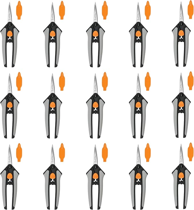 Fiskars 15pc Micro-Tip Pruning Snip Set, Precision Stainless Steel Blades, Softgrip Handles for Deadheading, Trimming & Shaping Small Plants