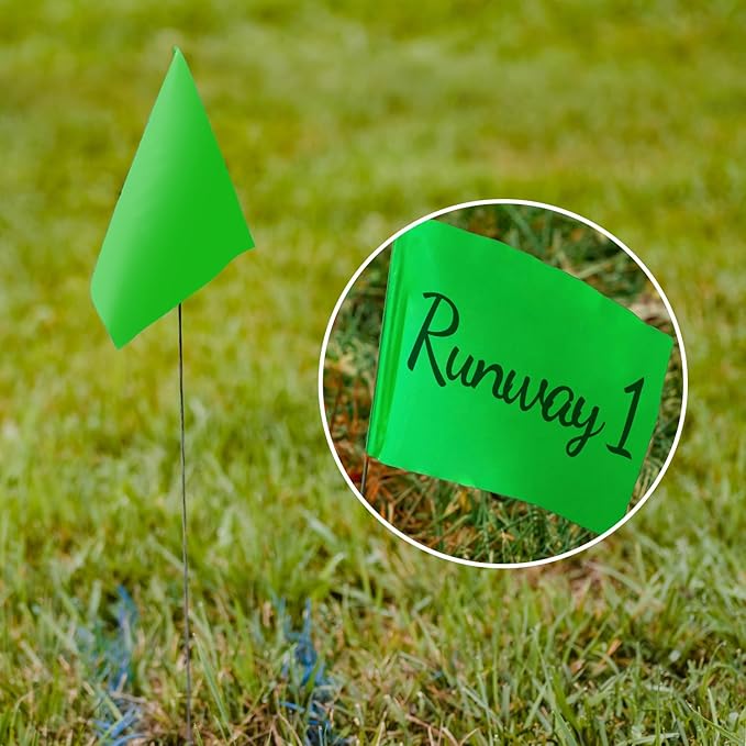 Zozen 100Pack Green Marking Flags, Writable/15x4x5 Inch, Yard Flags for Lawn & Irrigation & Landscape & Sprinkler & Survey & Dog Training.