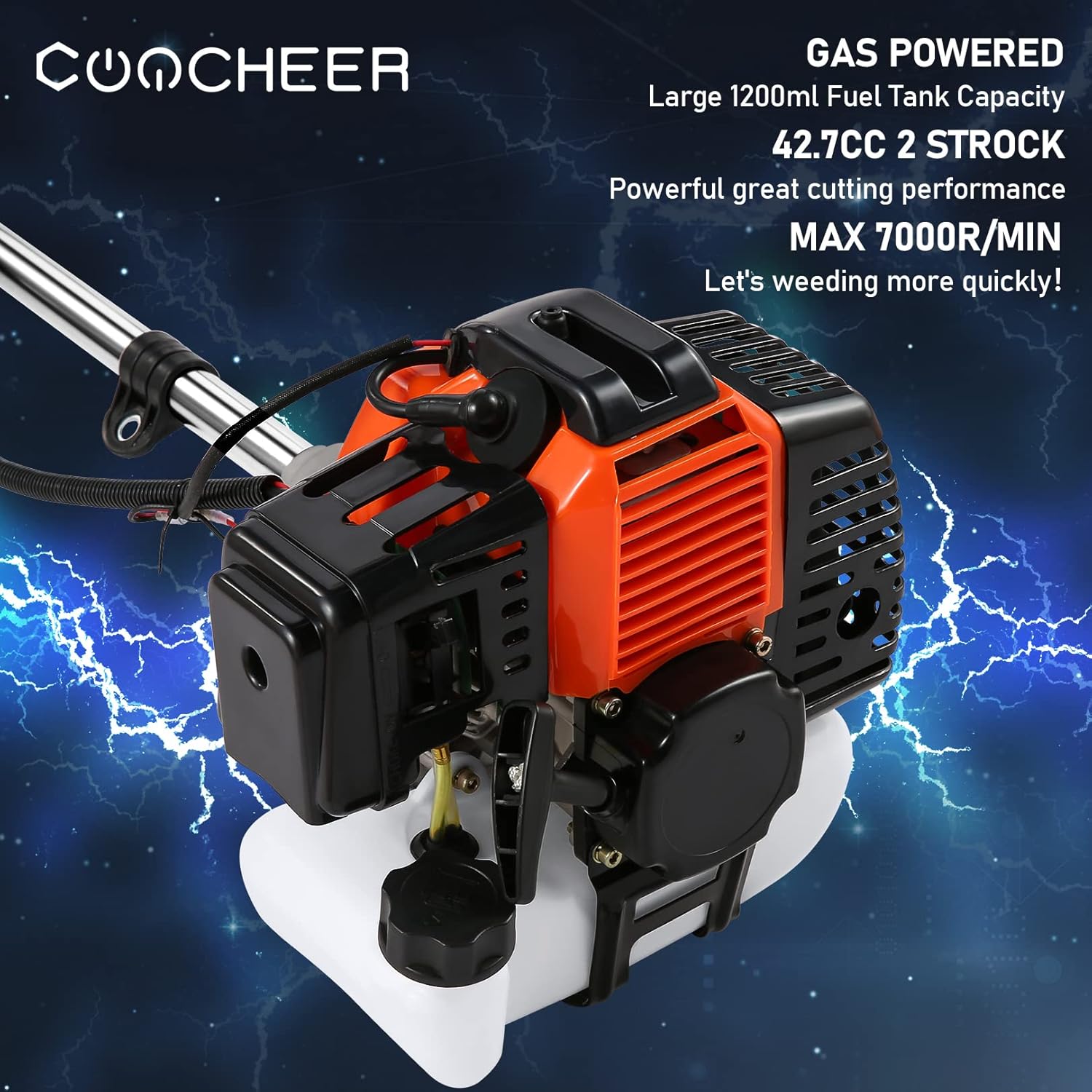 Weed Eater String Trimmer, 58cc Cordless Grass Gas Powered Weed Wacker 4-in-1 Straight Shaft String Trimmer Brush Cutter with 4 Detachable Head