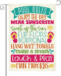Patio Summer Clearance Pool Garden Flag Welcome to Our Patio Sign Outdoor Decorations Small Double Sided Burlap art Stained Glass Style Garden Flags 12 x 18 Inch for Outside