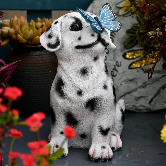 Dog Garden Figurines Outdoor Decor Solar Statue with LED Lights for Patio Lawn Yard Art Decoration Housewarming Garden Gift