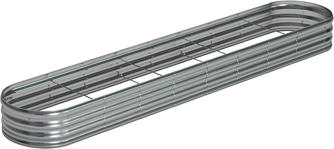 12x2x1ftOval Galvanized Raised Garden Bed,Outdoor Planter Box Metal Patio Kit Planting Bed for Vegetables Flowers and Succulents
