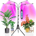 Wolezek Plant Light for Indoor Plants, 4-Head 80 LED Full Spectrum Grow Lights for Seed Starting with 15-61 inches Adjustable Tripod Stand, Red Blue Warm White Floor Grow Lamp with Auto 6/12/16H Timer