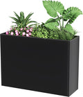 Tall Metal Cube Planter for Outdoor Plants 30" L x 12" W x 24" H, Heavy Duty Steel Large Planter Box with Removable Insert Shelf, Modern Décor for Tall Plants, Trees, Flowers (Black)