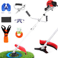 52cc Gas Powered Weed Eater and Brush Cutter 3-in-1, Heavy Duty Straight Shaft String Trimmer with Harness and 2 Heads for Tough Weeds, Grass, and Land Clearing (PT6080)