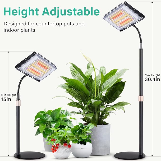 LBW Grow Light for Indoor Plants,144 LED Full Spectrum Plant Light for Indoor Plants, Large Desk Grow Lamp with On/Off Switch, Height Adjustable, Flexible Gooseneck, Ideal for Indoor Grow