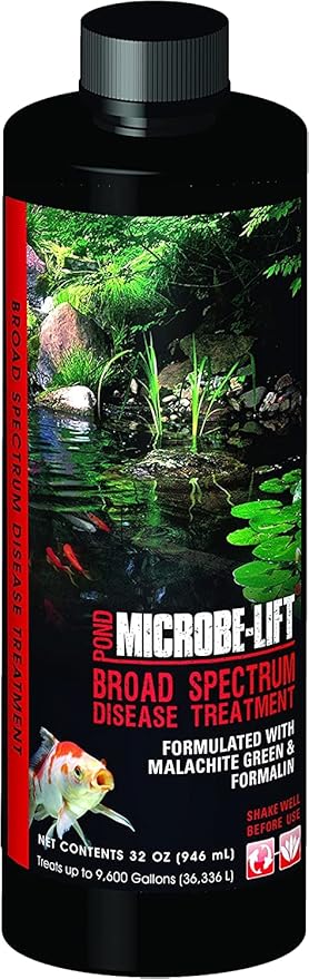 MICROBE-LIFT Broad Spectrum Disease Treatment for Ponds and Outdoor Water Garden, Safe for Live Koi Fish, Goldfish, Plants, and Decor, 32 Ounces