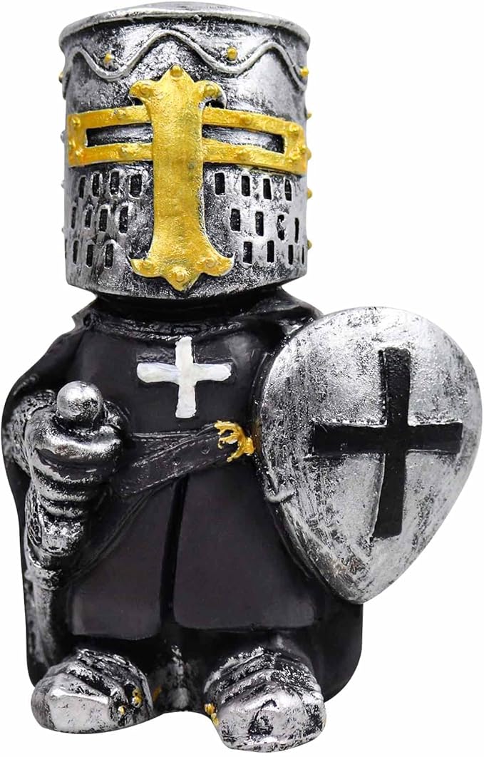 nezababy 8 pcs Knight Gnomes Guard Garden Statue Decoration Medieval Wee Crusader Battle Swordsman Fighting Outdoor Figurines Lawn Decor Resin (G)