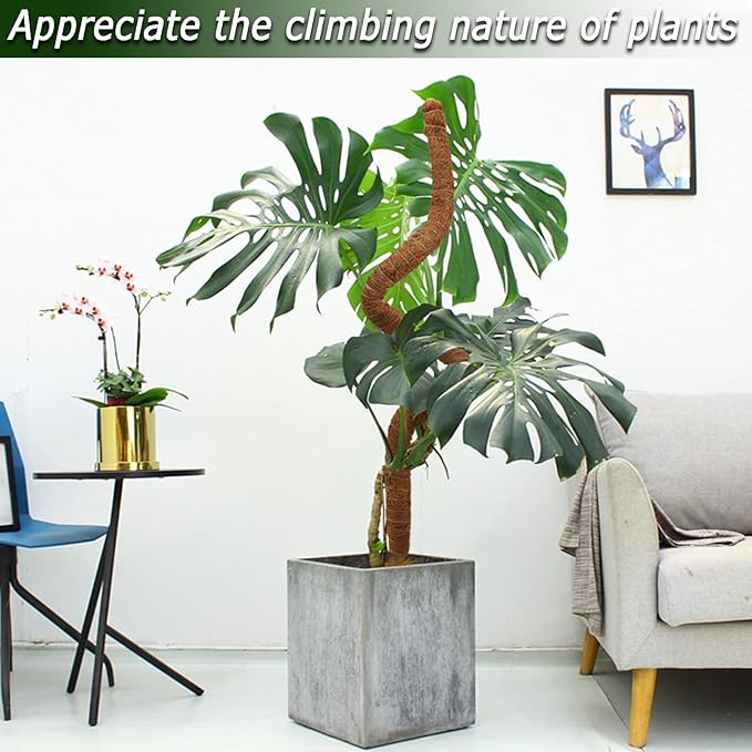 Bendable Moss Pole, 47 Inch Moss Poles for Plants Monstera, Tall Moss Poles for Climbing Plants Indoor, Large Moss Pole Support, Garden Trellis Plant Stand Stakes for Potted Plants, Pothos