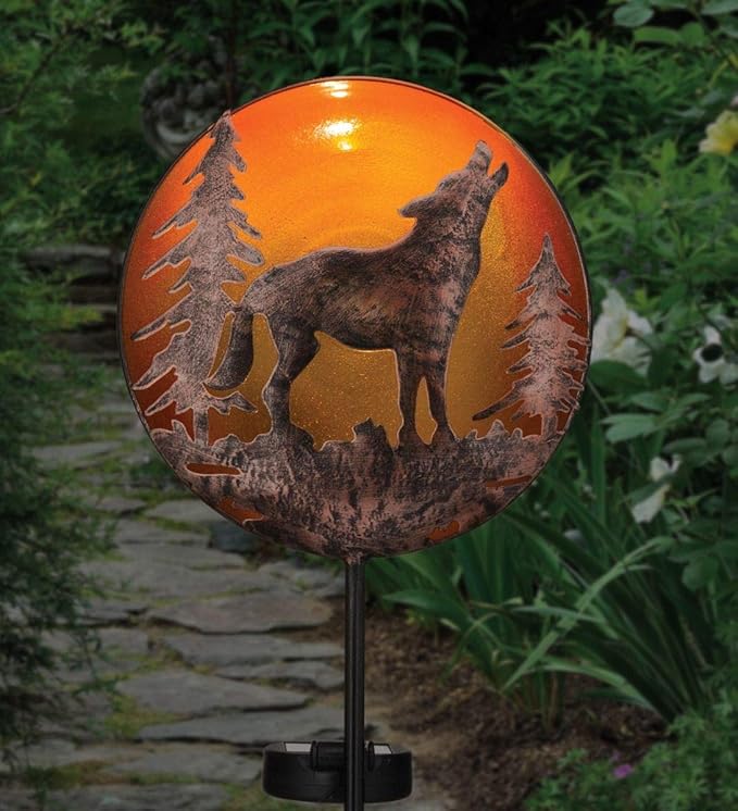 Regal Art & Gift Solar Stake Lights, Outdoor LED Powered Garden Stakes, Decorative Lawn Pathway Lights for Yard, Patio, and Garden – Waterproof Stake Light, Wolf