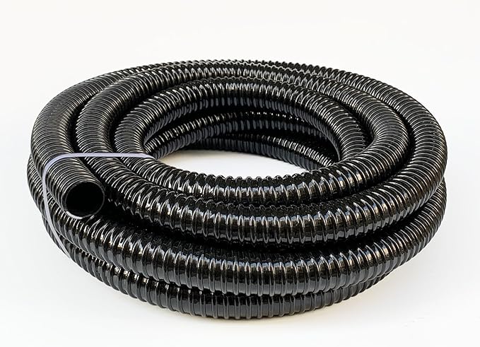 Pond Tubing 1 inch Id Black Plastic Corrugated Water Hose Strong Flexible Sump Pump Drain Hose Pipe 20Ft