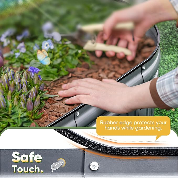 KING BIRD Raised Garden Bed Kit 2025 Upgraded Modular DIY Galvanized Planter Garden Box Outdoor for Gardening, Vegetables, Flowers, Elegant Roman Column Design, 47x24x24 in, Dark Grey