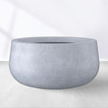 Kante 15.7" Dia Round Concrete Planter, Cement Plant Pots with Drainage Hole and Rubber Plug for Outdoor Indoor Garden Home, Modern Curvaceous Design, Gray