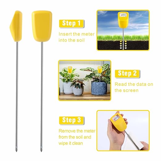 Soil Moisture Meter Long Stem Deep Use, Plant Hygrometer, Water Monitor Tester, for Garden, Flower pots, Lawn, 2 Pack
