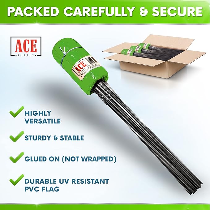 Green Marking Flags 100 Pack - 4x5x15 Inch Green Flags for Yard - Markers For Lawn, Irrigation, Landscaping, Survey & Sprinkler Head Marking