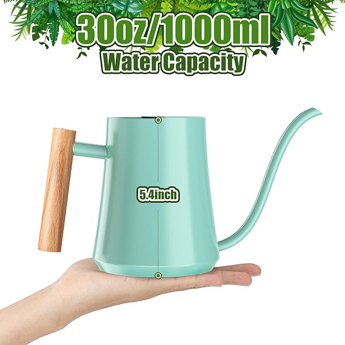 Watering Can Indoor Plants Mint Green 35oz Cute Watering Can Decorative Small Matal Watering Pot for House Bonsai Plants Garden Flower Indoor Outdoor