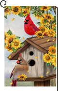 BLKWHT Summer Sunflowers Cardinal Bird Garden Flag 12x18 Vertical Double Sided Yellow Flowers Spring Farmhouse Holiday Outside Decorations Burlap Yard Flag BW815
