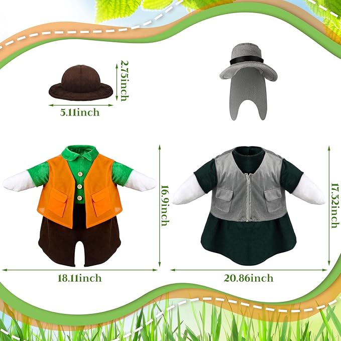 Frienda 2 Set Porch Goose Outfits Clothes 23 Inch Garden Raincoat Flag Bee Fishing Style Goose Costume for Lawn Patio Valentine's Day Decor