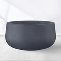 Kante 19.6" Dia Round Concrete Planter, Cement Plant Pots with Drainage Hole and Rubber Plug for Outdoor Indoor Garden Home, Modern Curvaceous Design, Dark Gray