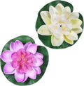 2PCS 10CM/3.94Inch Birdbath Fountain Accessory, Artificial Floating Foam Lotus Flower with Water Lily Pad, Artificial Lotus Flowers Decor, Lotuss Leaf Flower Floating Garden Pond Decor, Pool Decoratio