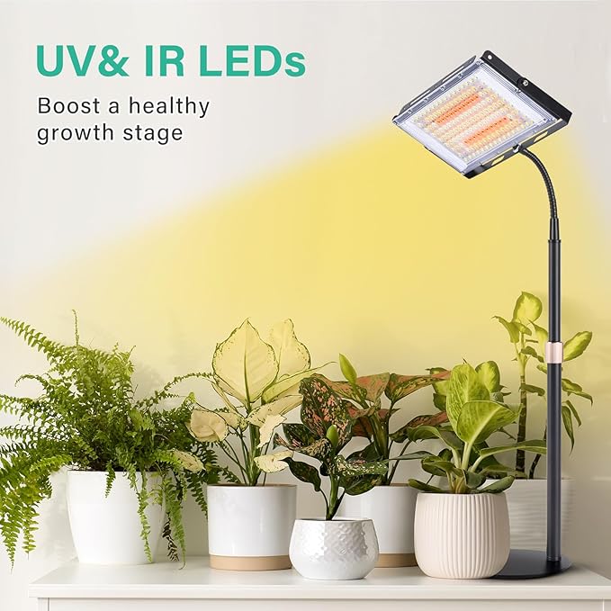 LBW Grow Light for Indoor Plants,144 LED Full Spectrum Plant Light for Indoor Plants, Large Desk Grow Lamp with On/Off Switch, Height Adjustable, Flexible Gooseneck, Ideal for Indoor Grow