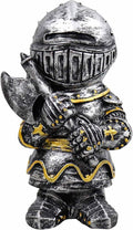 nezababy Knight Gnomes Guard Garden Statue Decoration Medieval Wee Crusader Battle Swordsman Fighting Outdoor Figurines Lawn Decor Resin (D)