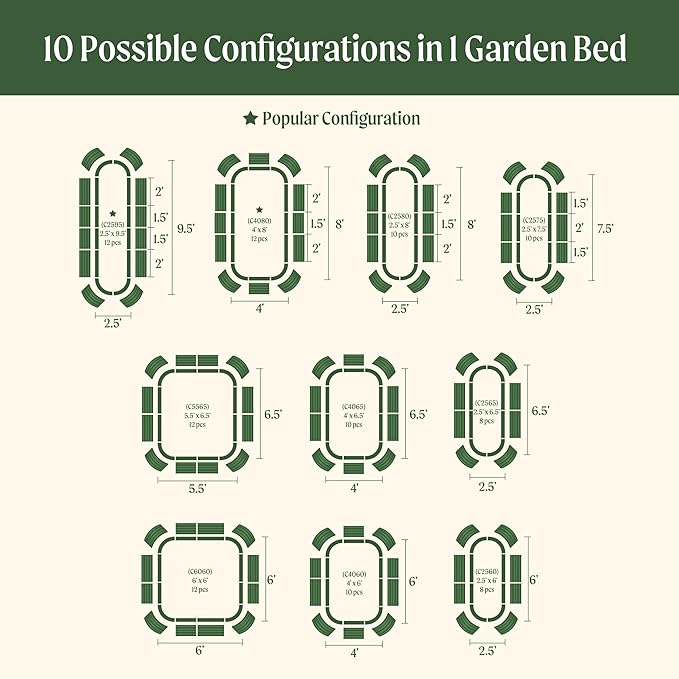 Vego garden Raised Garden Bed Kit, 17" Tall 10 in 1 Modular Metal Raised Garden Beds Kit, Metal Planter Box for Vegetables, Flowers, Herbs, Olive Green