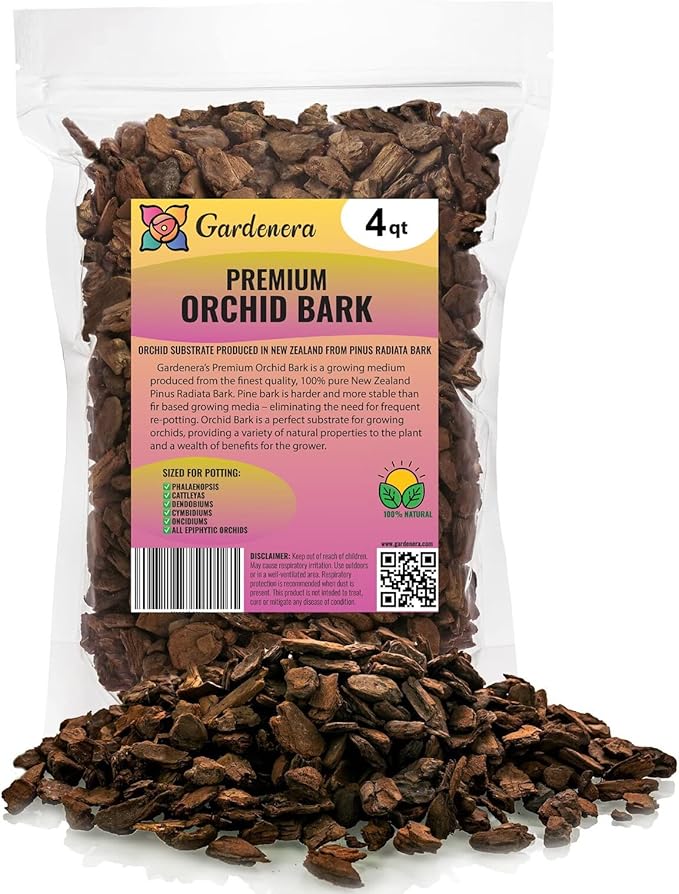 New Zealand Pinus Radiata Bark - Organic Hand Mixed New Zealand Orchiata Pine Bark for Orchids - Medium Chips 9-12mm - 4 Quart Bag