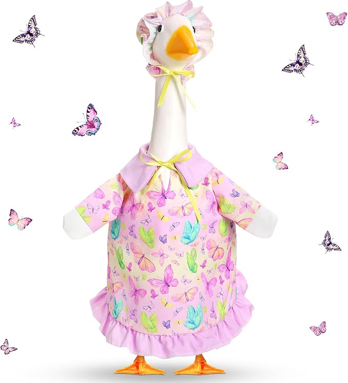 Spring Butterfly Goose Outfit Lawn Porch Goose Clothes 23" Spring Butterfly Outdoor Patio Yard Lawn Art Decoration