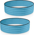 Round Galvanized Raised Garden Bed // 4×4×1 ft (2-Pack) Galvanized Raised Garden Beds Outdoor for Gardening, Vegetables, Flowers // Patented Tool-Free Design Round Planter (Teal)