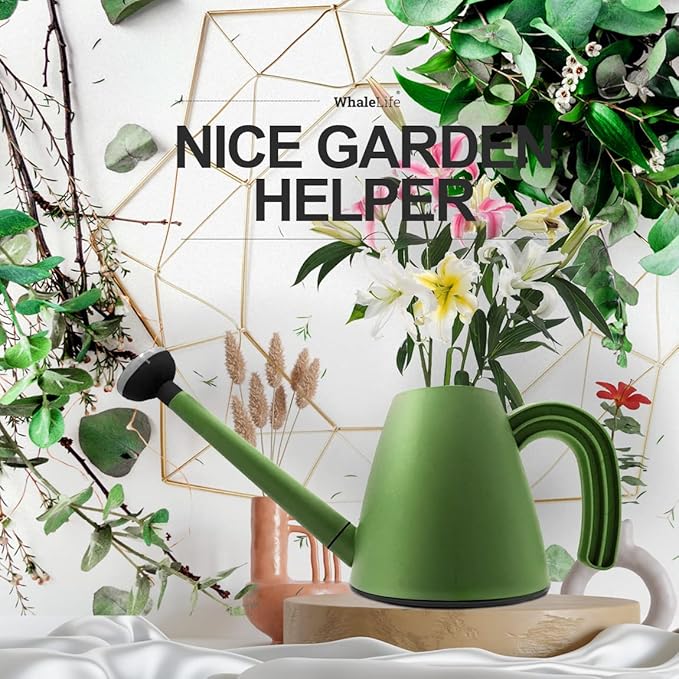 WhaleLife Indoor Watering Can for House Bonsai Plants (2.0L, Green)