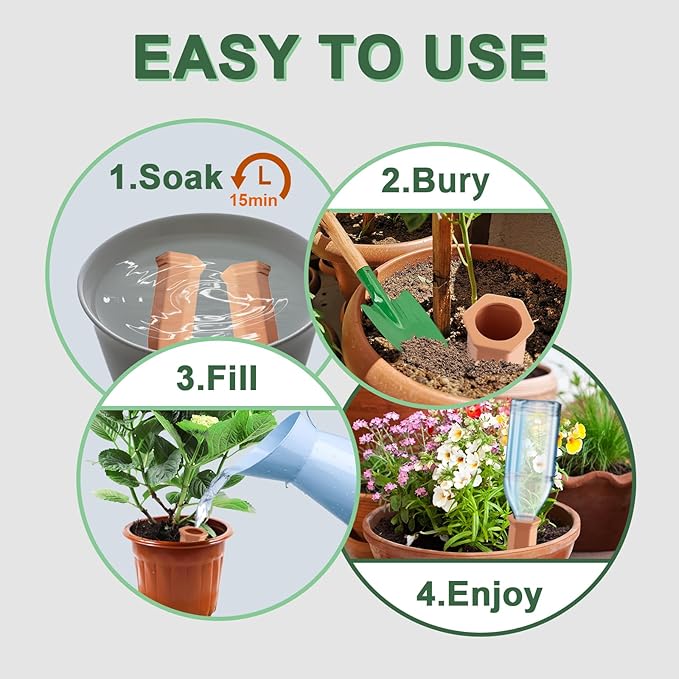 Terracotta Plant Watering Stakes, Self-Watering System for Indoor and Outdoor Plants, 20-Pack