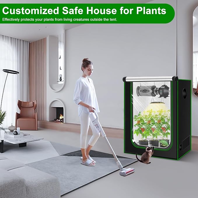 MELONFARM 3x3 Grow Tent, 34"x34"x72" Grow Tent, Double Transparent Viewing Door Indoor Grow Tent, Growing Tent with High Reflective Mylar & Floor Tray, Plant Tent for Indoor Hydroponics Growing