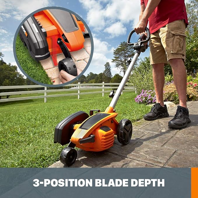 WORX WG896 12 Amp 7.5 Inch Corded Electric Lawn Edger & Trencher, Orange and Black