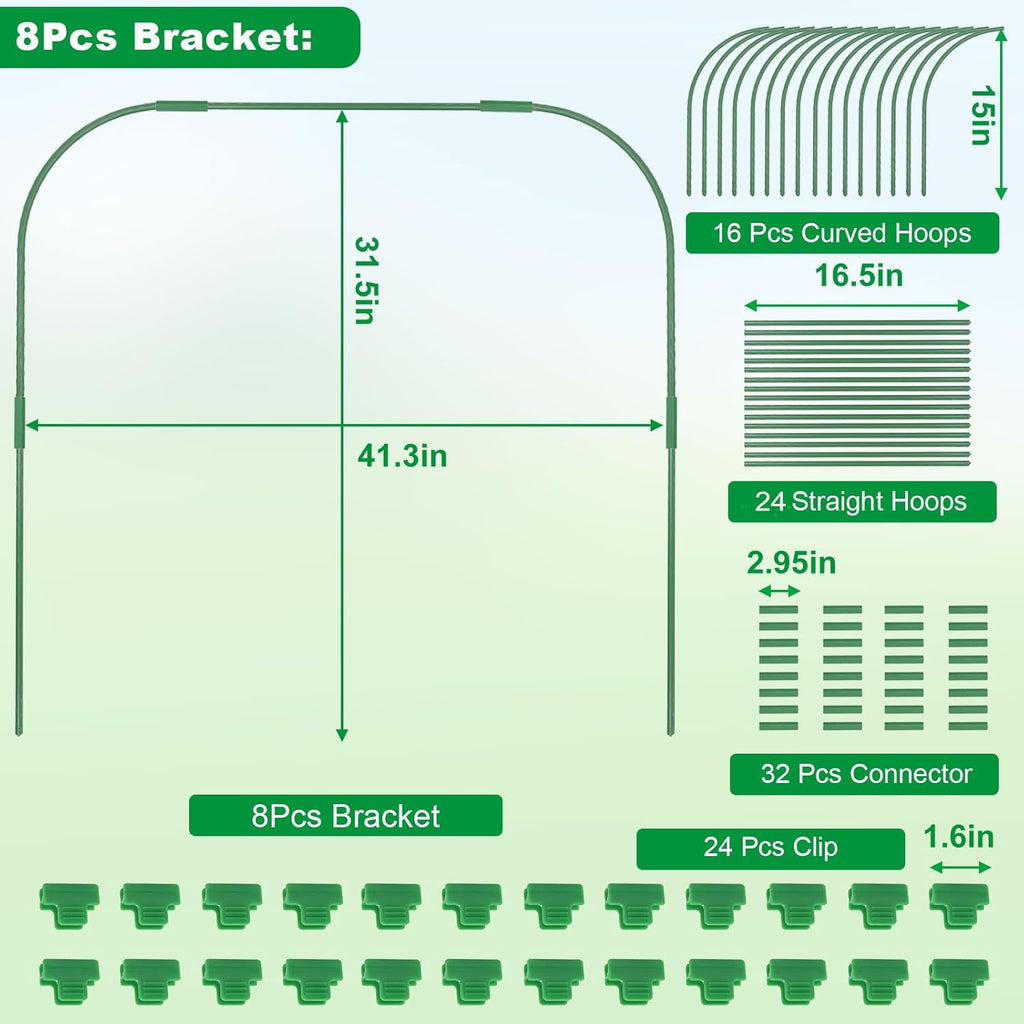 Greenhouse Hoops for Raised beds ,8 Sets Garden Hoops of 41.3'' x 31.5'' Detachable Rust-Free Garden Tunnel for Garden Fabric,Garden Hoops Grow Tunnel, DIY Plant Support Garden Stakes