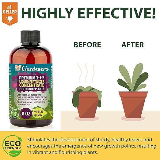 Premium Liquid Jade Fertilizer - 3-1-2 Concentrate for Indoor Plants and Flowers - Organic Plant Food - 32oz
