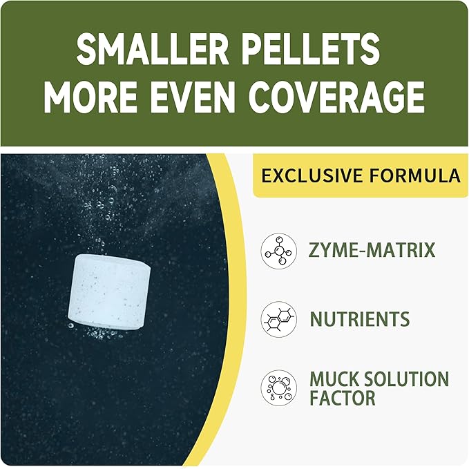 Muck Reducer - 5LB Natural Sludge Solution Tablets for Ponds & Lakes, Away Muck & Odor Control, Safe for Aquatic Life, Wildlife & Recreation, Treats Up to 30,000 Sq Ft