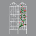 2 Pack Metal Garden Trellis 71" H Fence Rustproof Garden Trellis for Climbing Plants Support Roses Flower Outdoor Lawn, Cream White