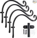 AJART Hanging Plant Hanger Outdoor: 12-Inch Metal Bird Feeder Wall Hooks - 4 Pieces Rust-Resistant Plant Bracket Hook for Hanging Flower Baskets
