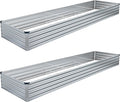 2PCS 12x4x1FT Galvanized Raised Garden Bed Kit,Vegetable Boxes-Rectangle Metal Flower Box,Large Planter Raised Beds Outdoor Garden for Planting,Fruit,Herb-Sliver