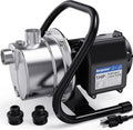 Acquaer 1 HP Portable Shallow Well Garden Pump, Stainless Steel, 998 GPH, 115V Sprinkler Water Transfer Draining Irrigation Pump for Water Removal/Lawn Garden