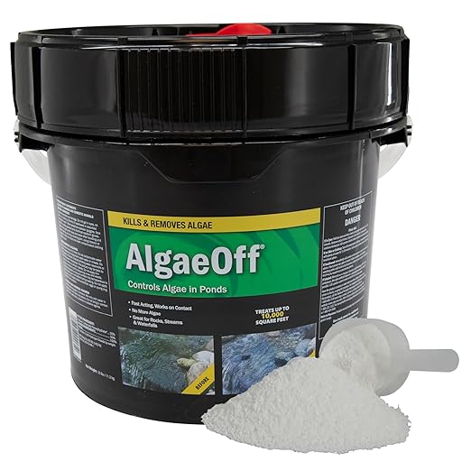CrystalClear AlgaeOff Pond & Water Garden Scum Cleaner, Waterfall & Rock Slime Remover, String Algae Killer, Green Stain Treatment, EPA Registered Algaecide, Plant, Koi Fish, Bird & Pet Safe, 25 lbs