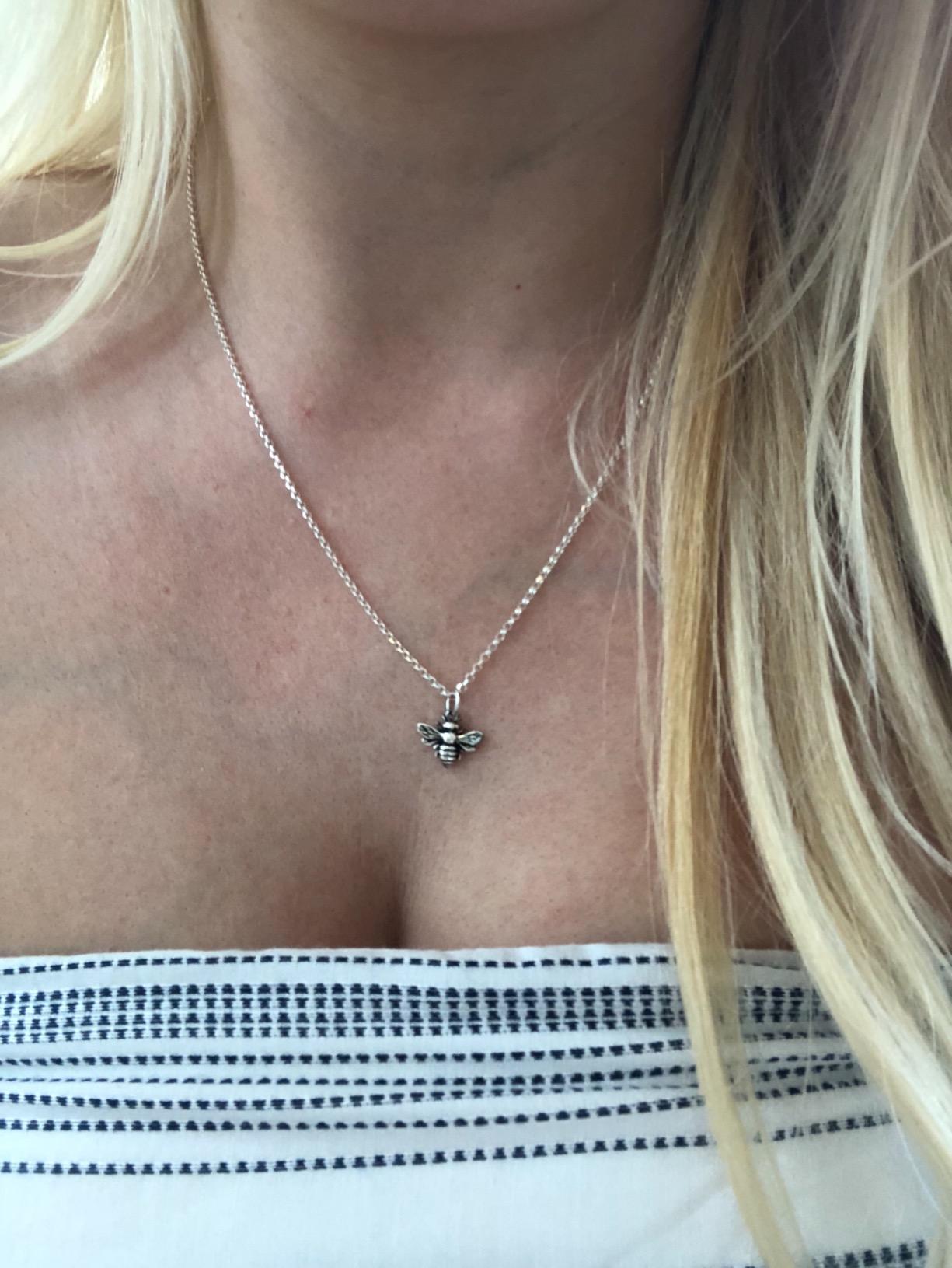 Tiny Sterling Silver Bumblebee Necklace – Simple Everyday Bee Charm Jewelry