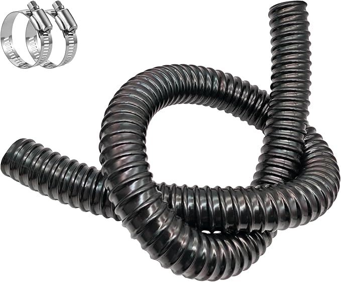 Pond Tubing 1 1/4 Inch Id Flexible Plastic Corrugated Water Sump Pump Drain Hose10Ft,Black