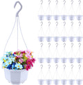Roshtia 24 Pcs Hanging Plastic Planter Pot with Hook Flower Pots Baskets Hanging Nursery Planter Holder for Outdoor Indoor Plant Garden(Ceramic White,6 Inch)